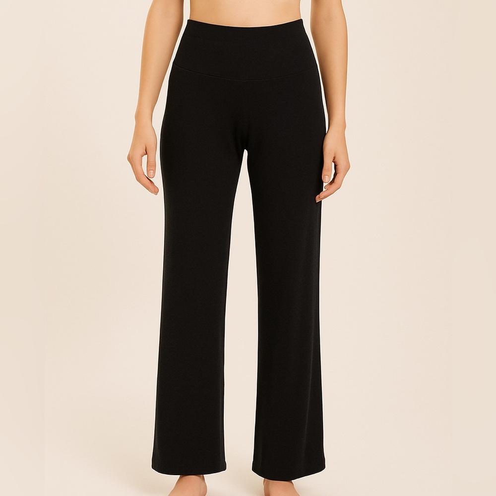 Beyond Yoga | Black Heather Wide Leg Yoga Pants